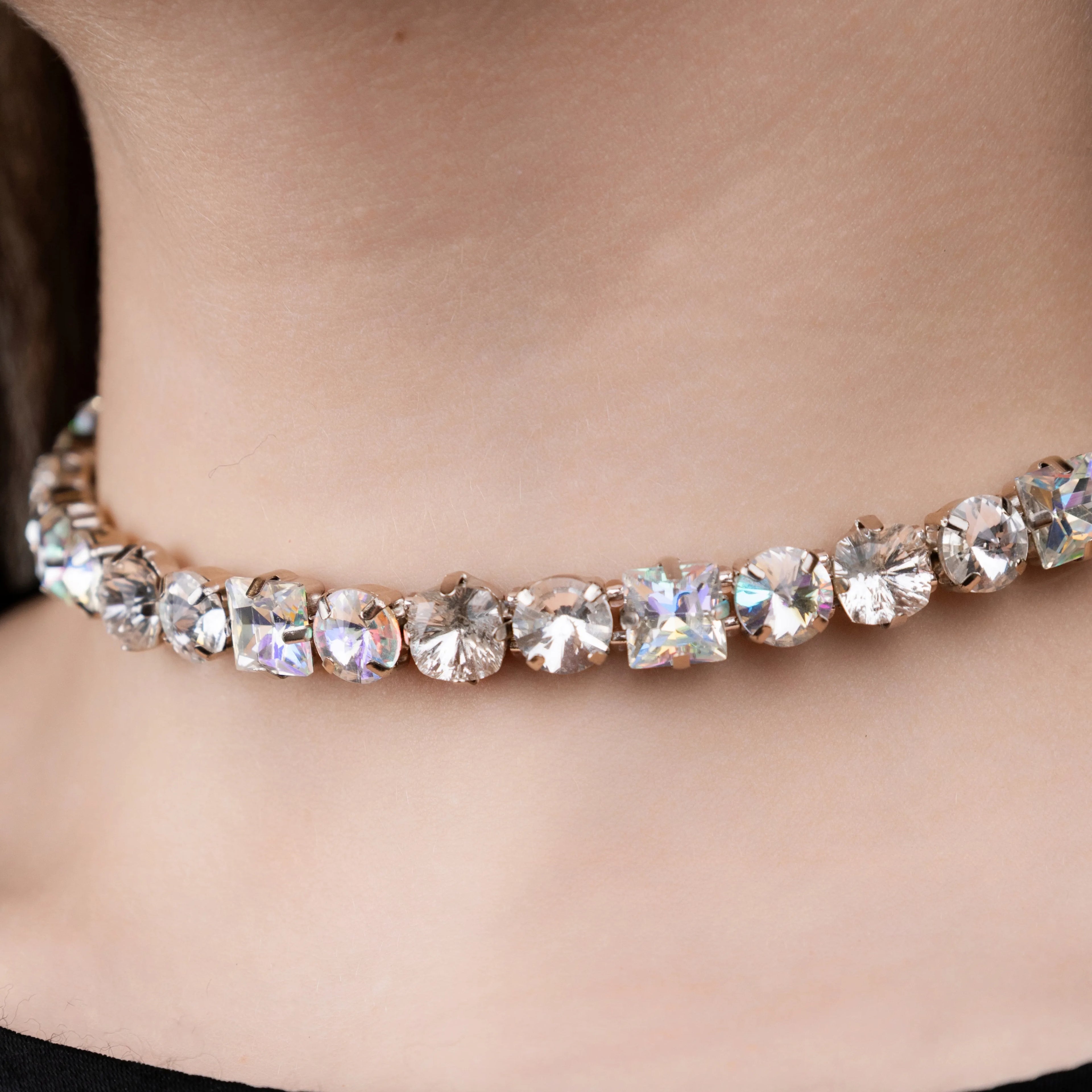 Necklace Nancy with rhinestones Moonlight