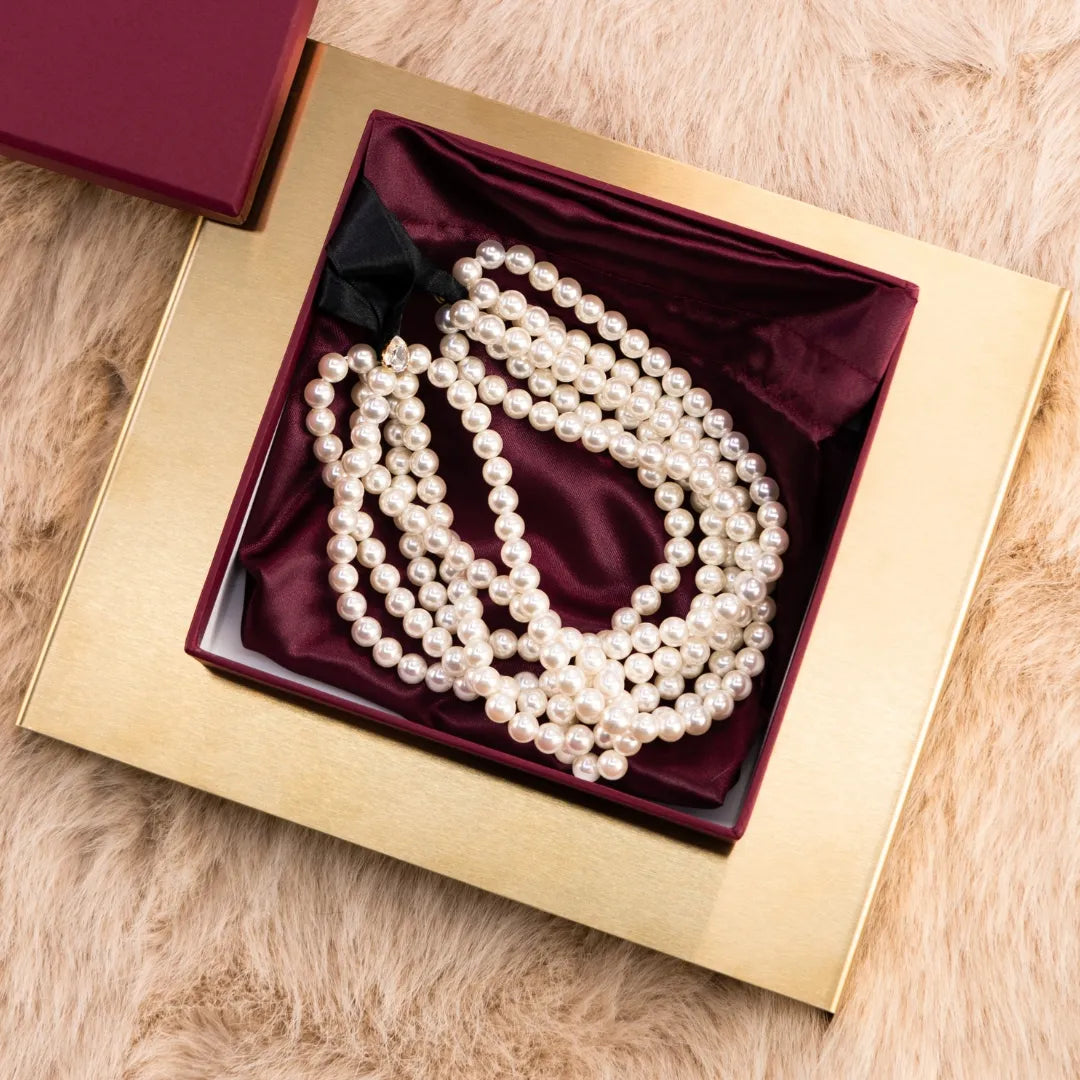 Pearl necklace 6 rows Ivory