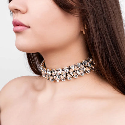 Necklace Blake with rhinestones White