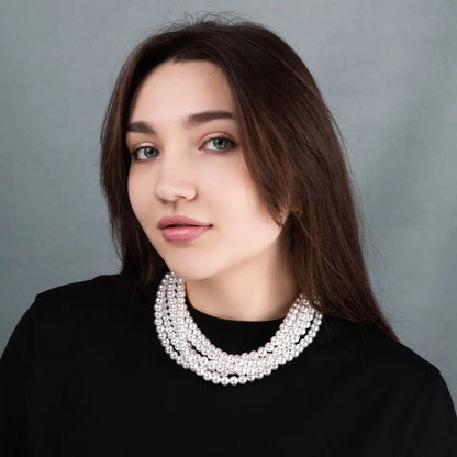 Pearl convertible necklace 6 rows White