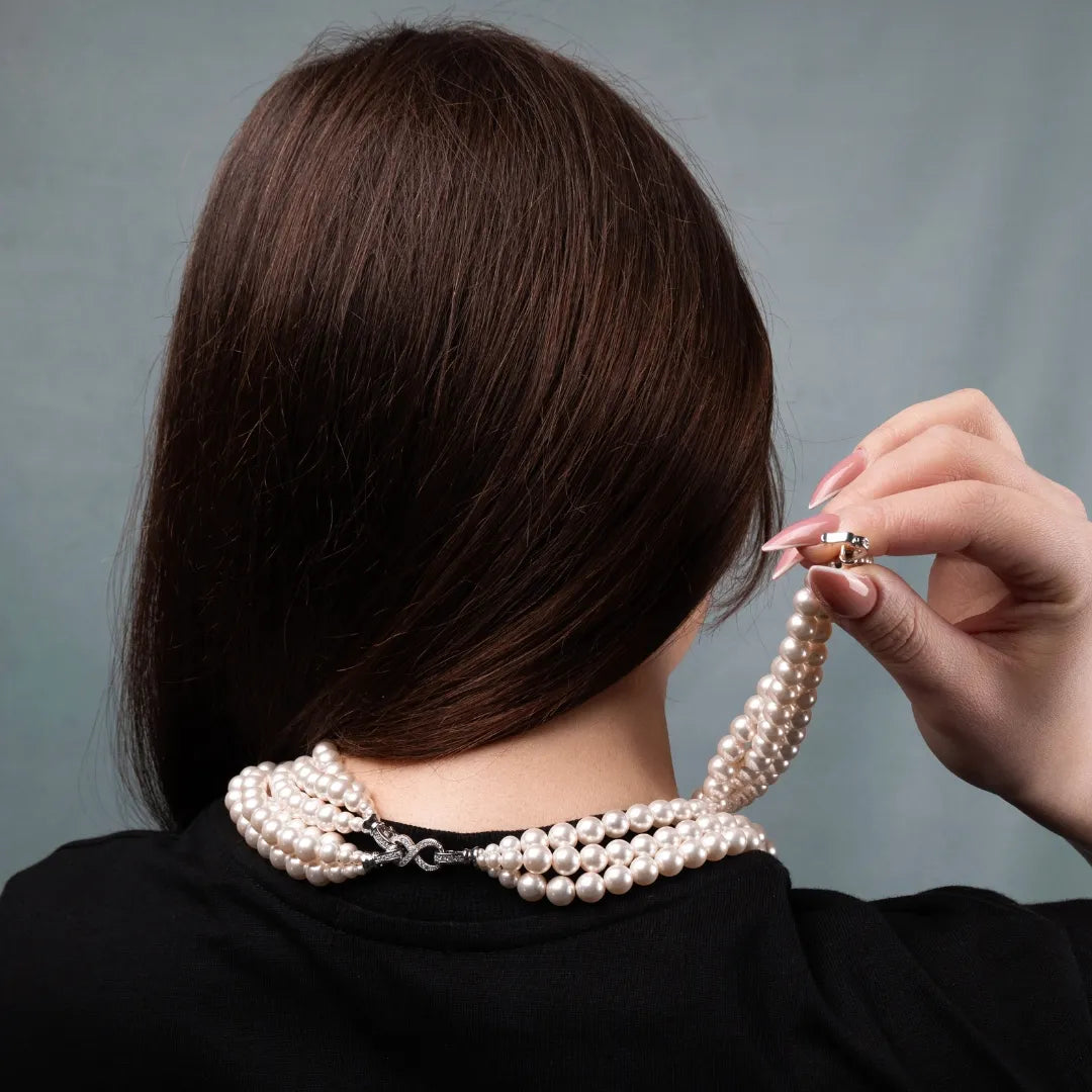 Pearl convertible necklace 6 rows Ivory