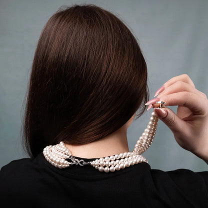 Pearl convertible necklace 6 rows Ivory