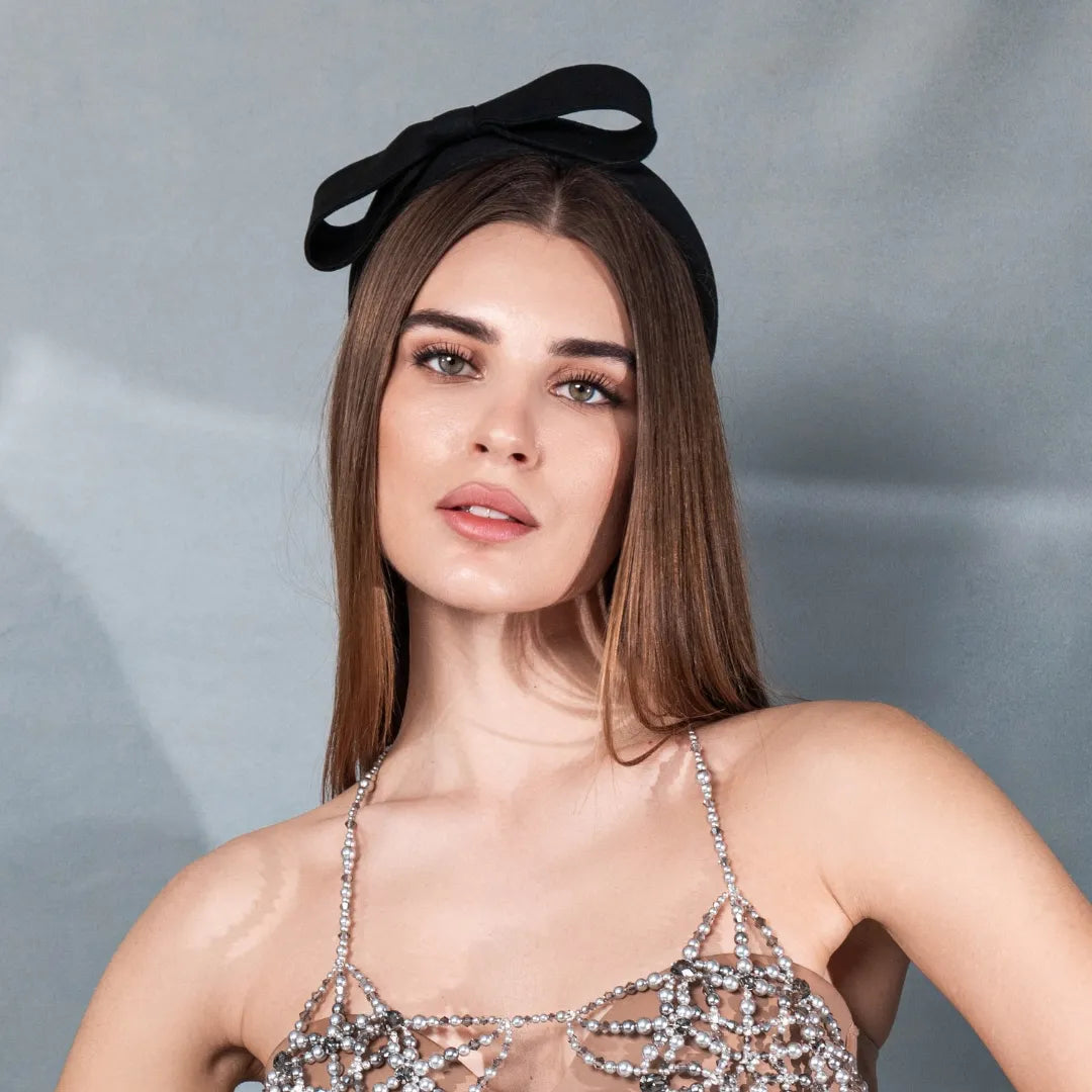 Headband with bow Black