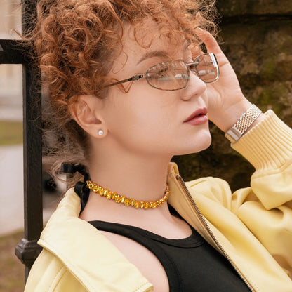 Necklace Elaine with rhinestones Yellow