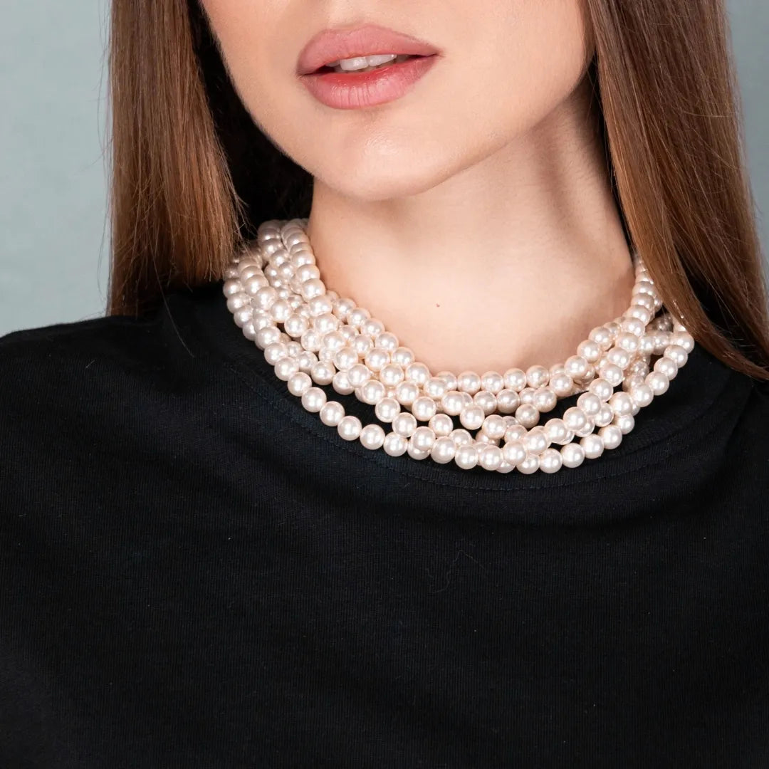 Pearl necklace 6 rows Ivory
