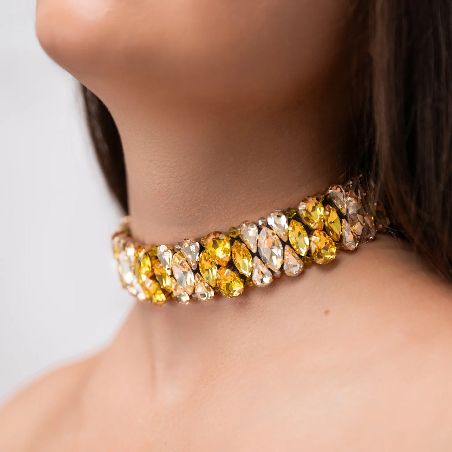 Necklace Blake with rhinestones Yellow