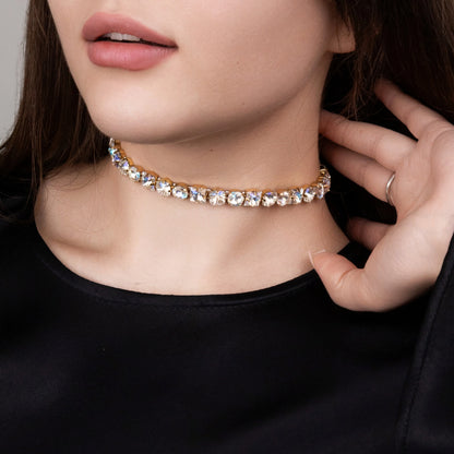 Necklace Nancy with rhinestones Aurora Borealis