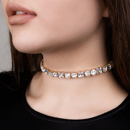 Necklace Nancy with rhinestones Aurora Borealis