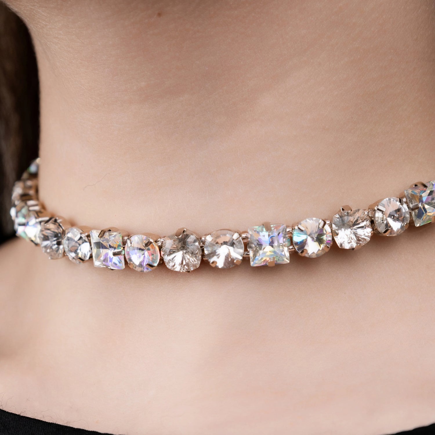 Necklace Nancy with rhinestones Moonlight