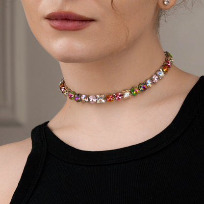 Necklace Nancy with rhinestones Rainbow