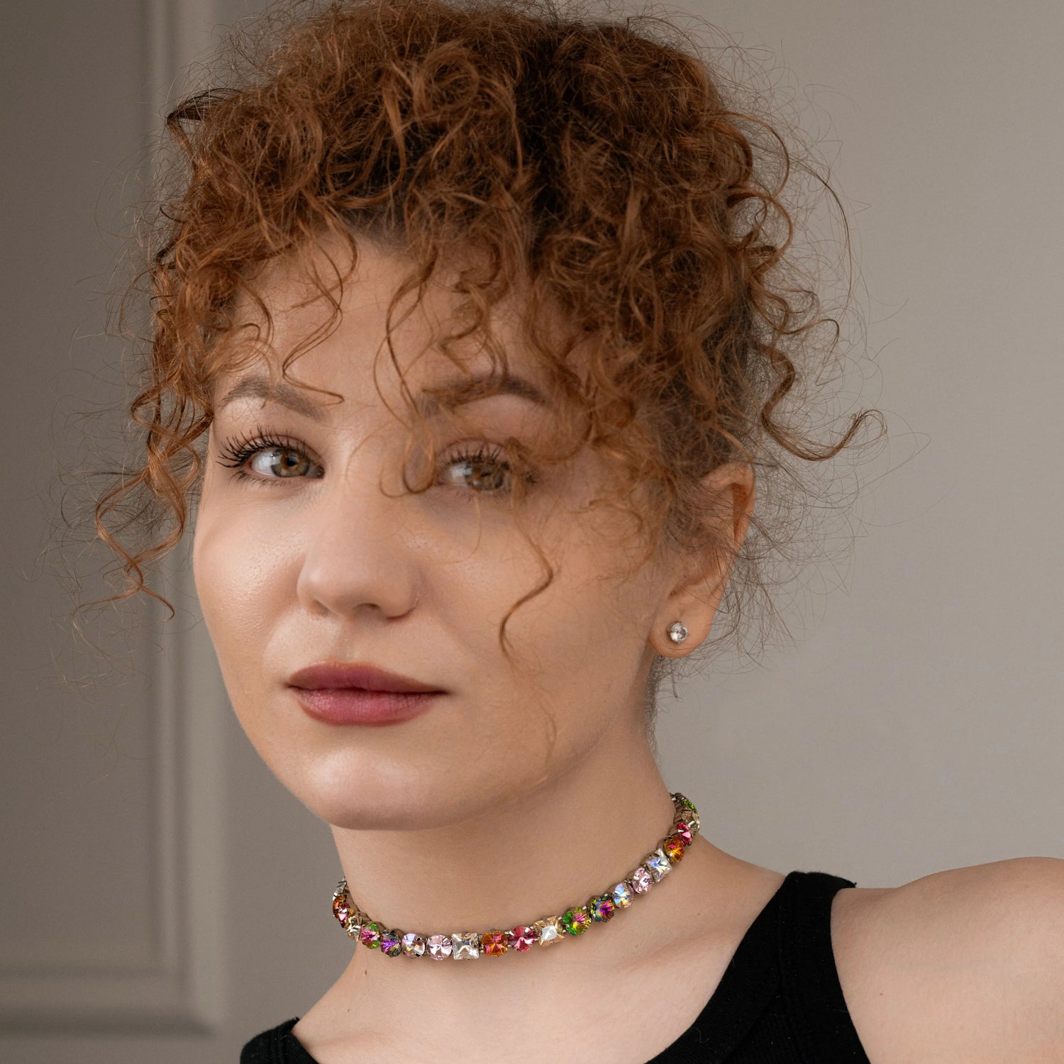 Necklace Nancy with rhinestones Rainbow