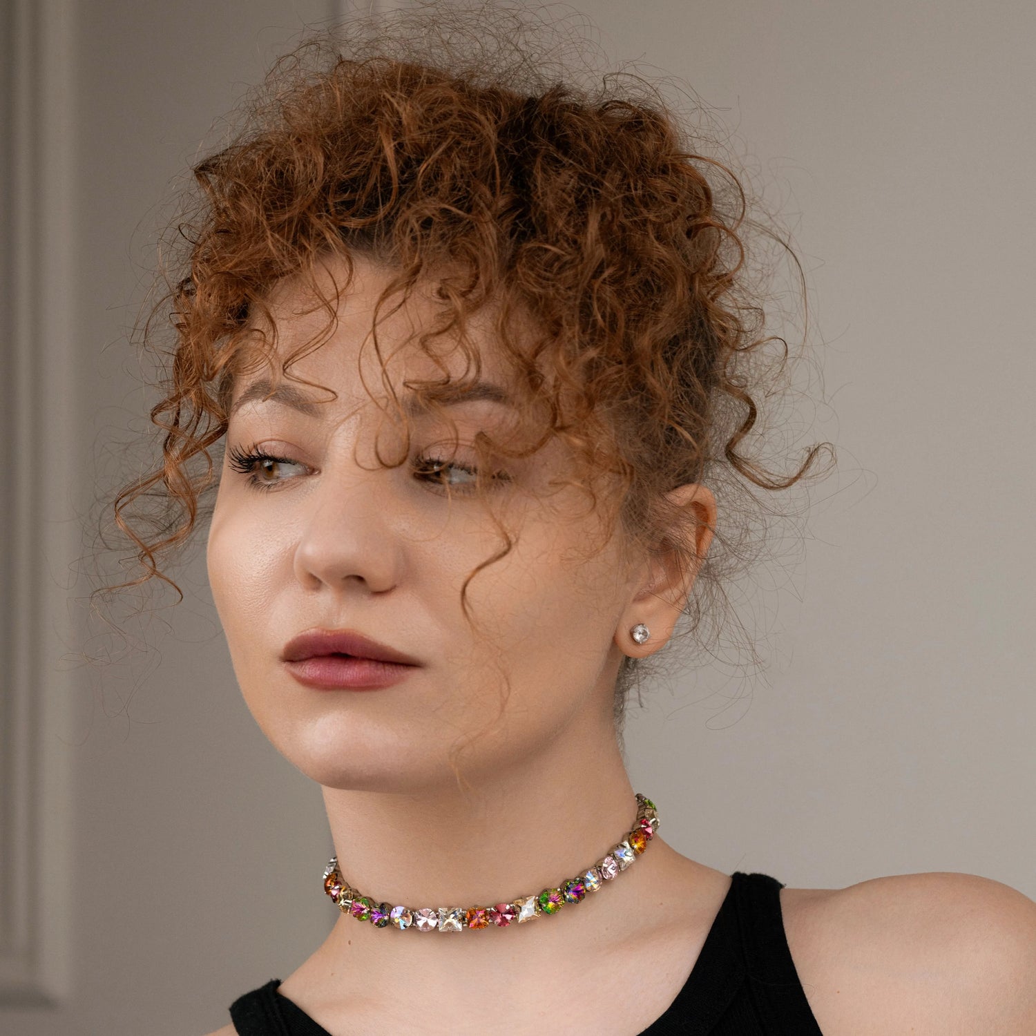 Necklace Nancy with rhinestones Rainbow