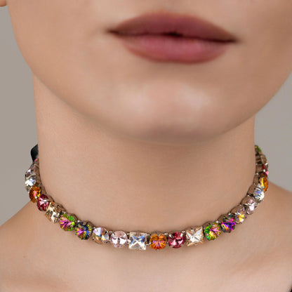 Necklace Nancy with rhinestones Rainbow