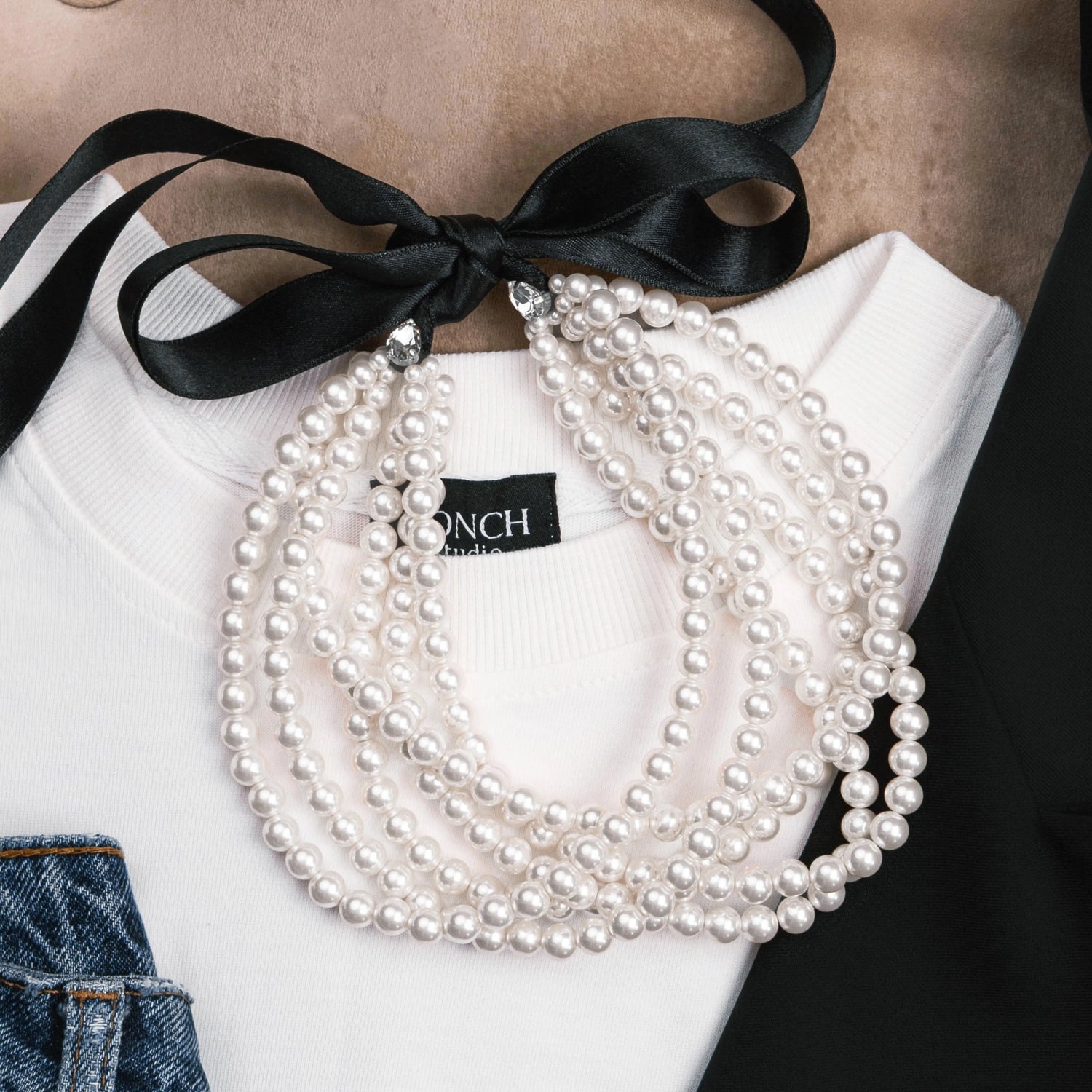 Pearl necklace 6 rows White