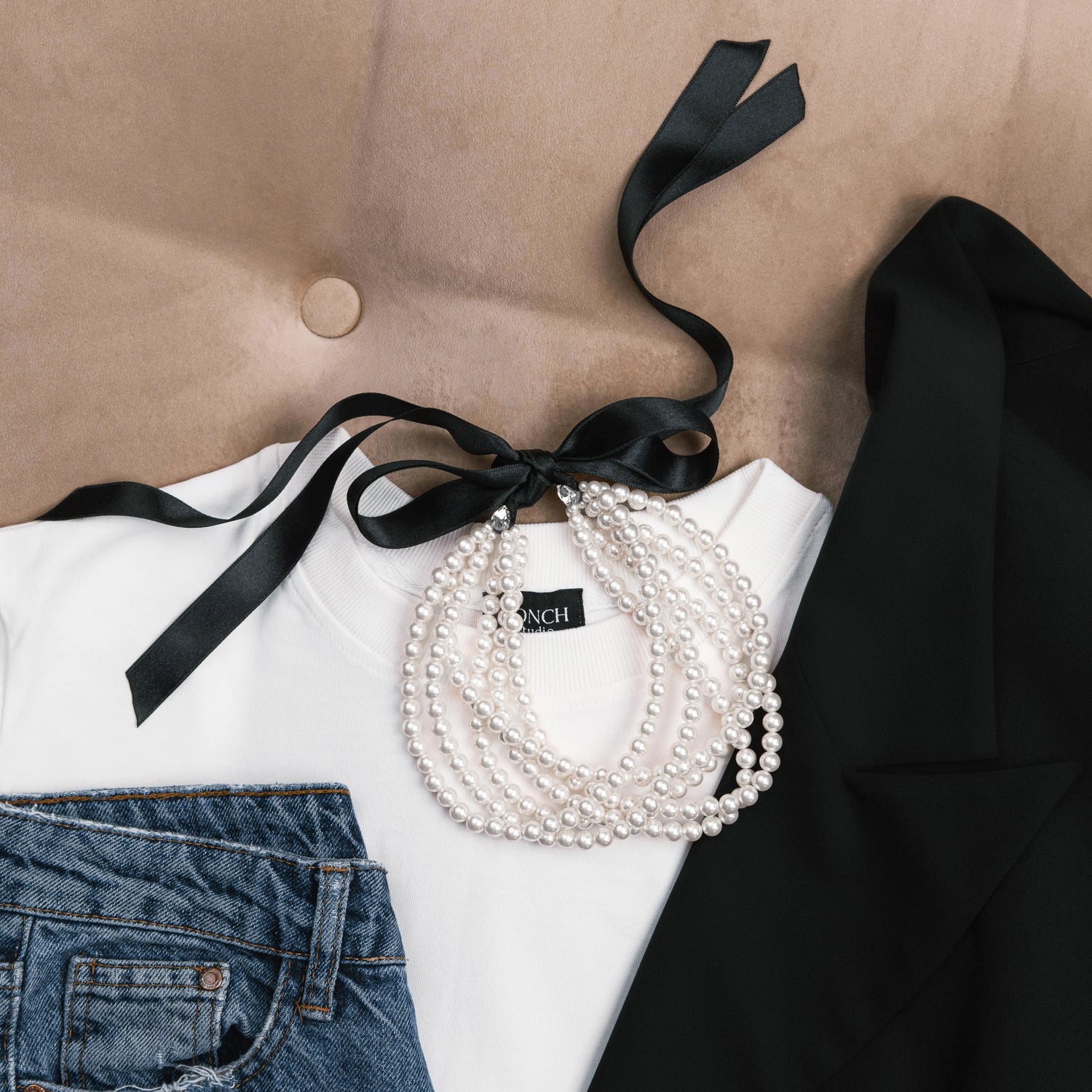 Pearl necklace 6 rows White