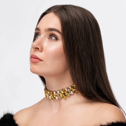 Necklace Blake with rhinestones Yellow