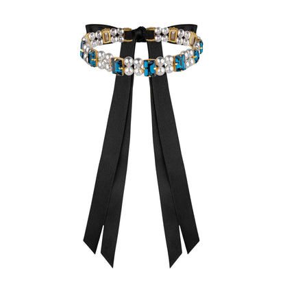 Necklace Becca with rhinestones &amp; pearls Teal