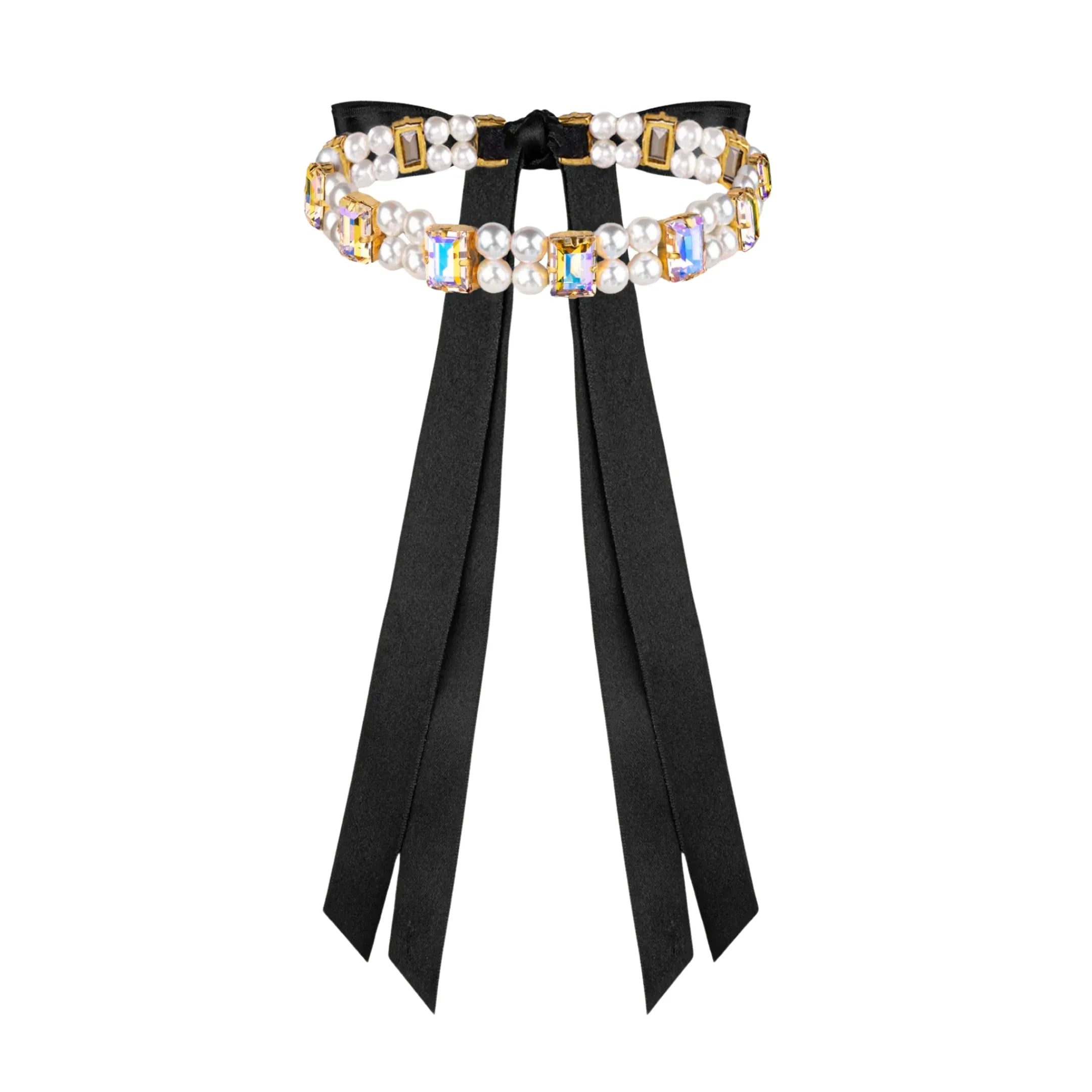Necklace Becca with rhinestones &amp; pearls Aurora Borealis