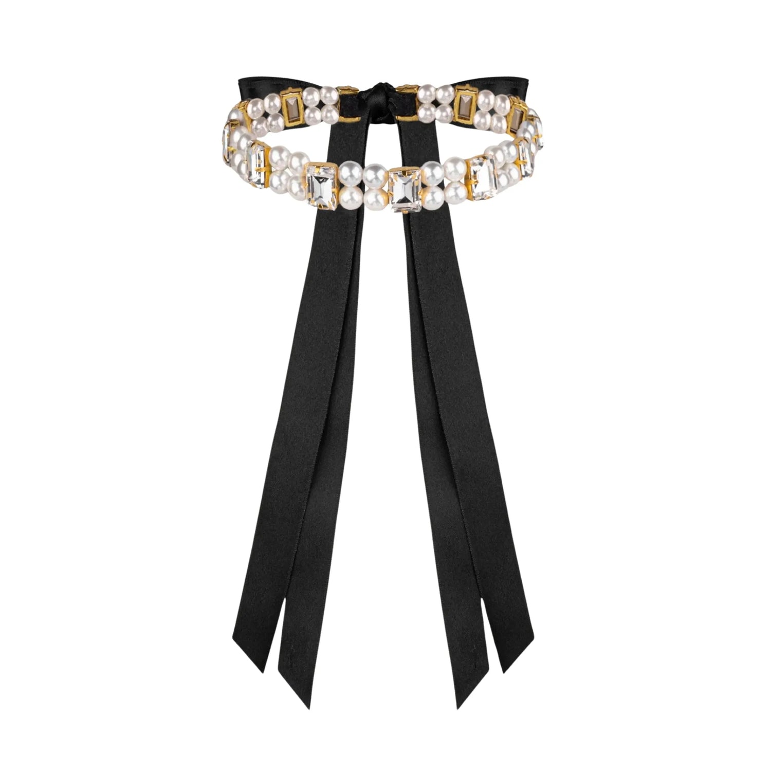 Necklace Becca with rhinestones &amp; pearls White