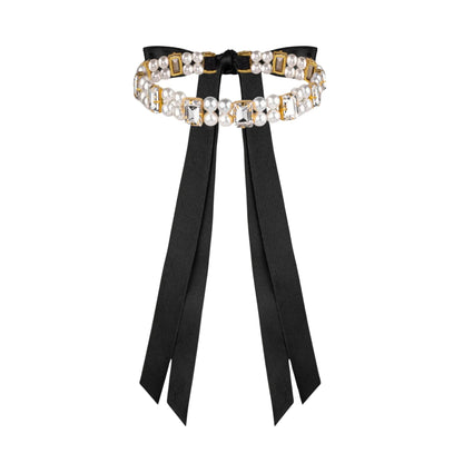 Necklace Becca with rhinestones &amp; pearls White