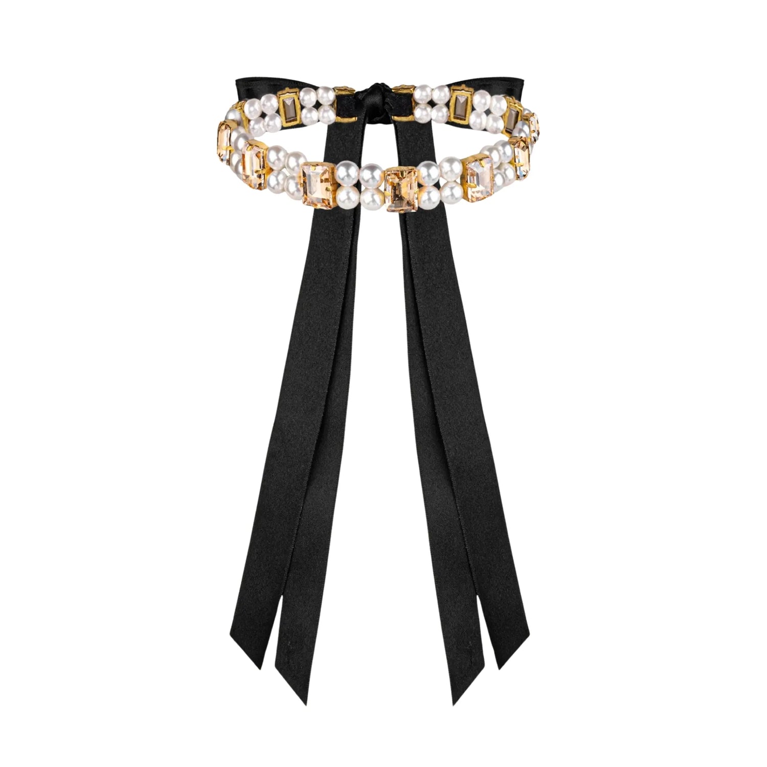 Necklace Becca with rhinestones &amp; pearls Gold