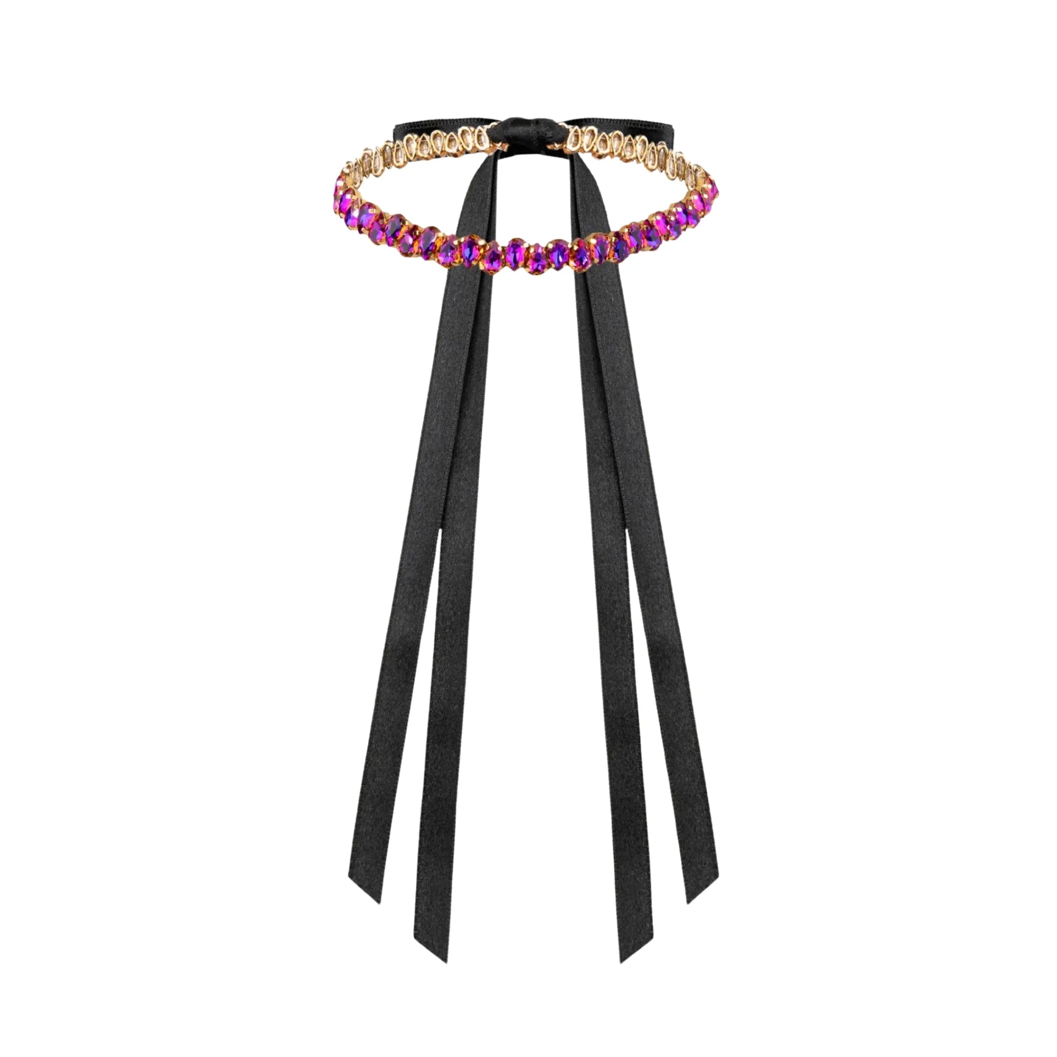 Necklace Elaine with rhinestones Fuchsia