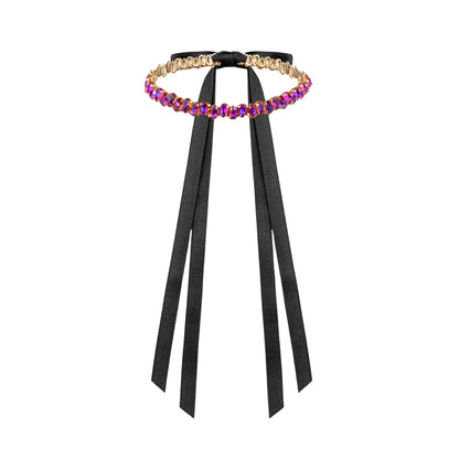 Necklace Elaine with rhinestones Fuchsia