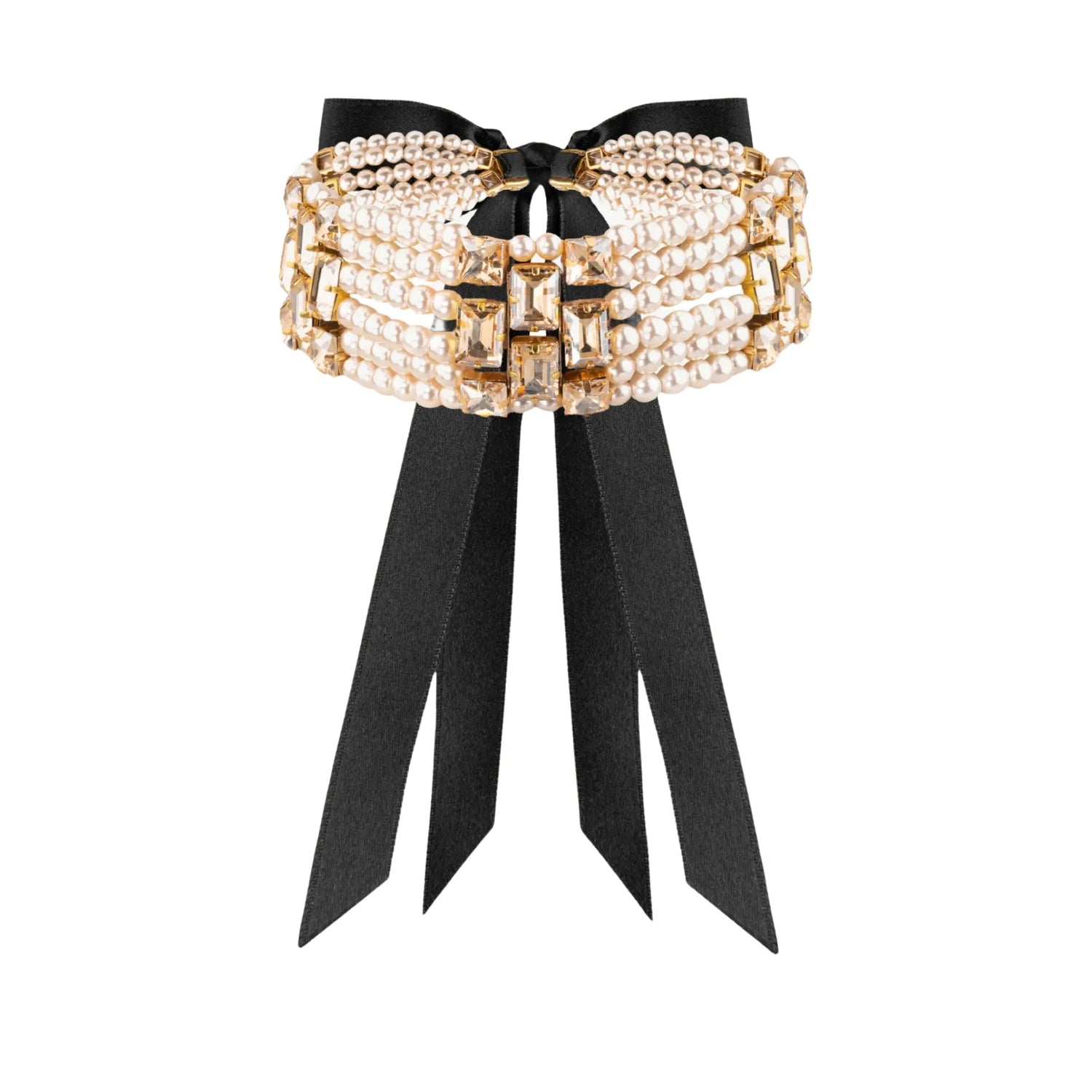 Necklace Nesta with rhinestones &amp; pearls Gold