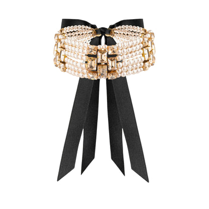 Necklace Nesta with rhinestones &amp; pearls Gold