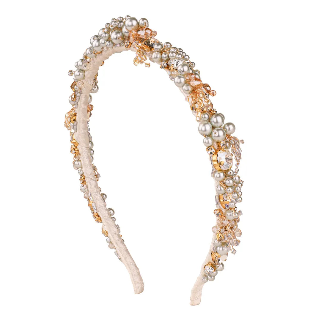Headband Verity Ivory & Mint Blue