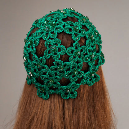 Flower beanie Amanda with beads &amp; rhinestones green